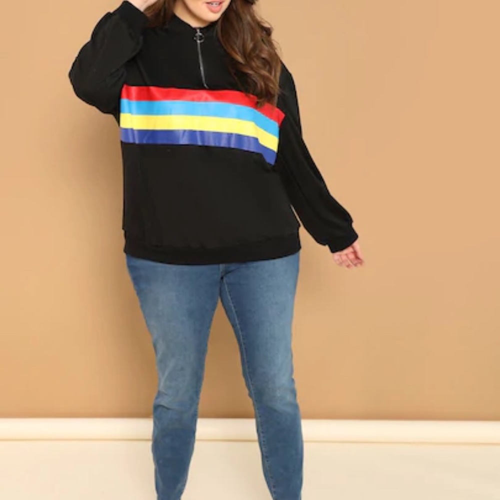 Zip Front Color Block Pullover - Picture 5 of 5
